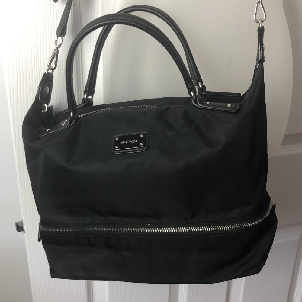 Nine West Nylon Manmade Material Shoulder, Crossbody Versatile Bag  Bkack